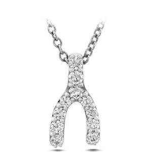 0.17 ctw. Charmed Wishbone Pendant in 18K White Gold